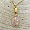 COLLIER DOUBLE EN ACIER INOXYDABLE OR AVEC PIERRE DE QUARTZ ROSE