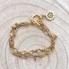 BRACELET DOUBLE EN ACIER INOXYDABLE OR BRELOQUE SOLEIL