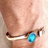 BRACELET "SULLY" CUIR ET STRASS TURQUOISE